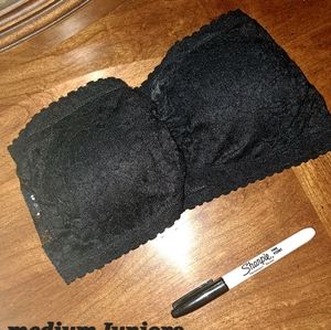Black Strapless Bralette. Size Medium -Juniors or extra small Adult